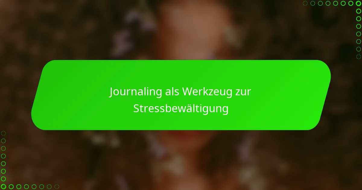 Journaling als Werkzeug zur Stressbewältigung