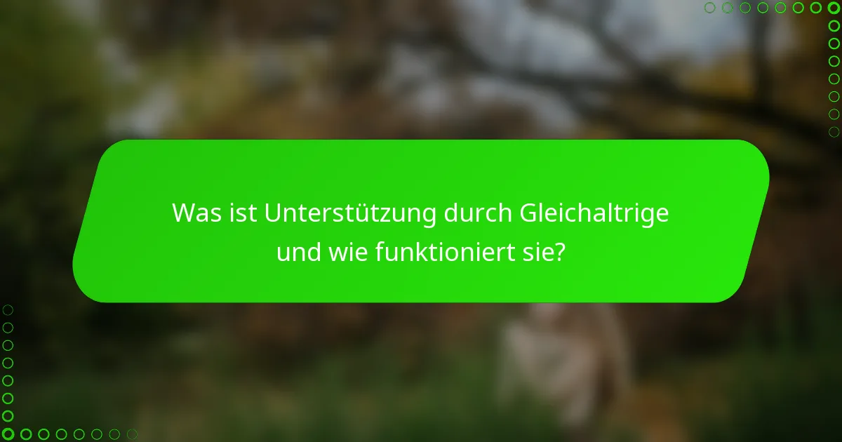Was ist Unterstützung durch Gleichaltrige und wie funktioniert sie?