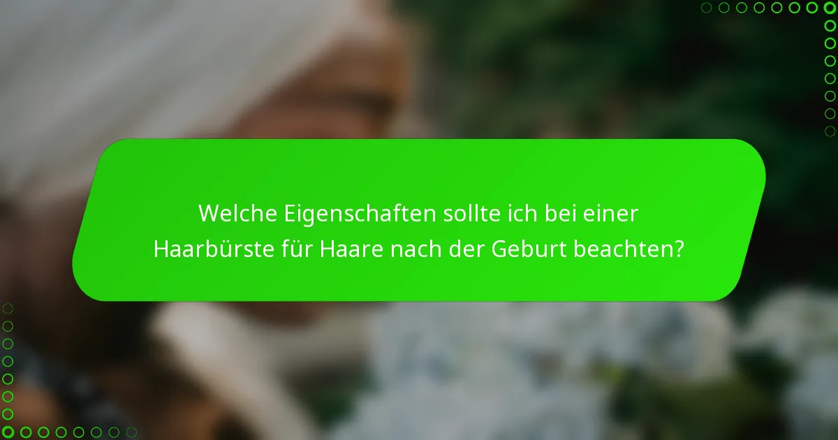 Welche Eigenschaften sollte ich bei einer Haarbürste für Haare nach der Geburt beachten?